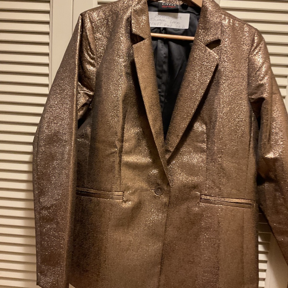 JOAN RIVERS Soft Metallic Bronze Blazer Jacket - Shimmering Bronze